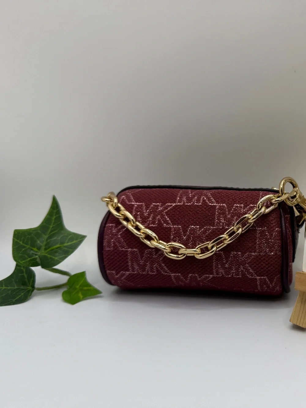 SASSY MICHAEL KORS MK MONOGRAM MINI BARREL BAG CHARM! (LIMITED EDITION)